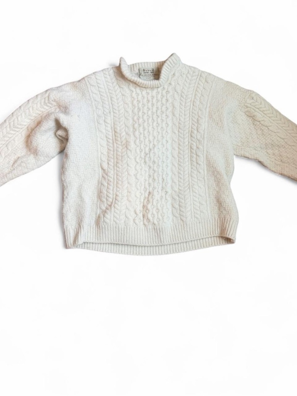 Irish 100% merino wool- Cream Cable Knit Sweater